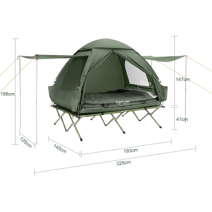 SoBuy Feldbett OGS32 Campingzelt 4in1-Zelt mit Campingliege Schlafsack Luftmatratze – Bild 4