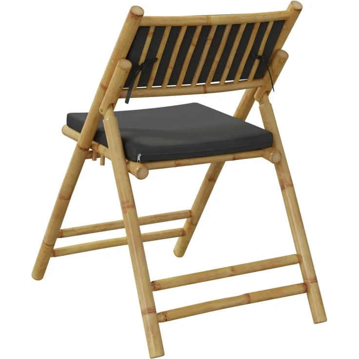 vidaXL Bistrostühle 4 Stk. Klappbar mit Dunkelgrauen Kissen Bambus 3208925 – Bild 5