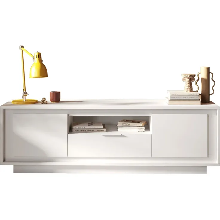 Lowboard >Siena< 2 Türen, 1 Schub, 1 Fach, Weiss Lack matt - 180x58x50 (BxHxT)