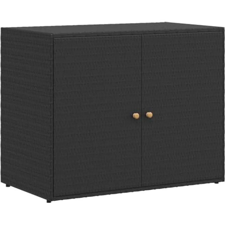 vidaXL Gartenschrank Schwarz 100 x 55,5 x 80 cm Poly Rattan 319868