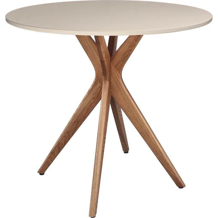 Ragaba runder Esstisch, MDF / Beine aus Massivem Eschenholz in Eiche, Braun Beige, Ø 70 cm – Bild 1
