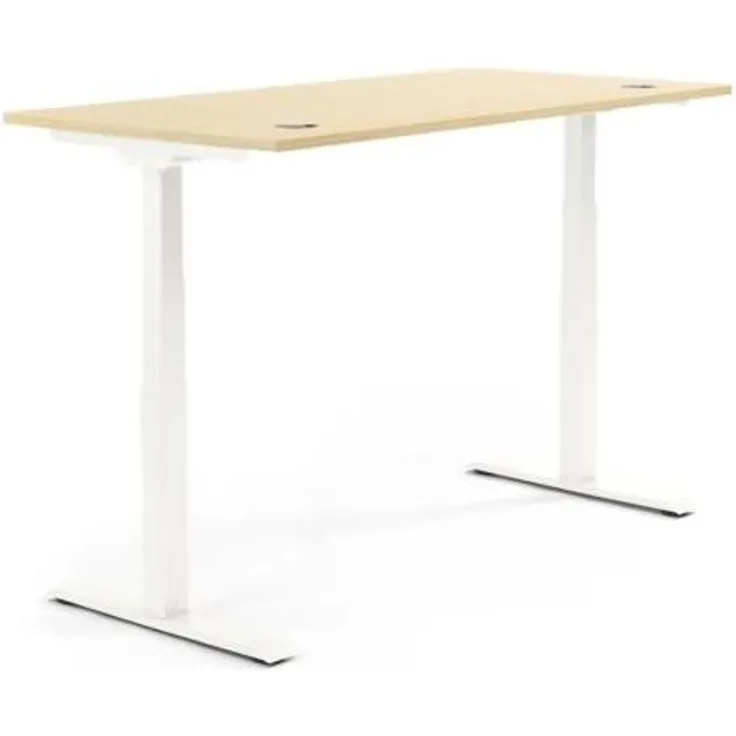 Soennecken Schreibtisch 1200x605-1255x800mm Platte Ahorn Gestell weiß