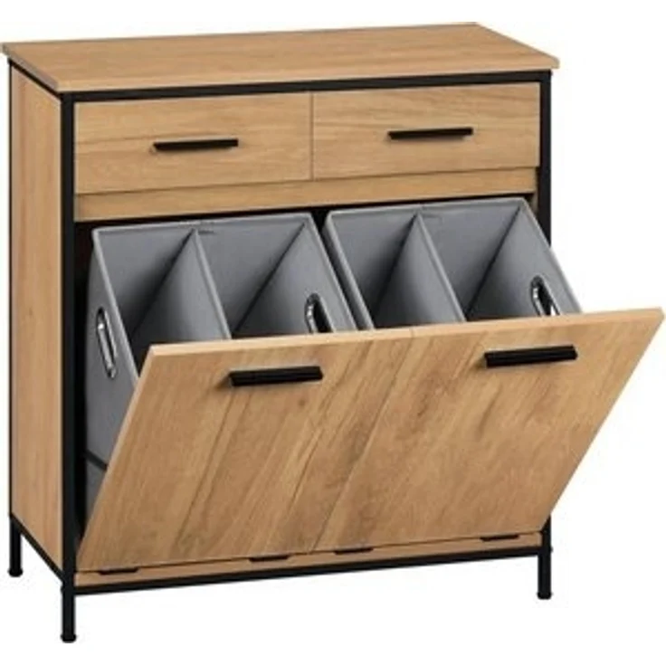 EUGAD Badkommode (1 St), Badezimmerschrank mit 2 faltbaren Wäschesäcken – Bild 6