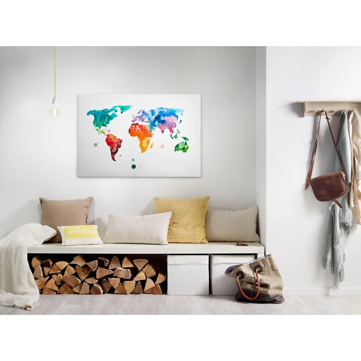 Weltkarte Leinwandbild Bunt 90x60 DD120336 Wandbild Leinwand Modern Jugendzimmer – Bild 7