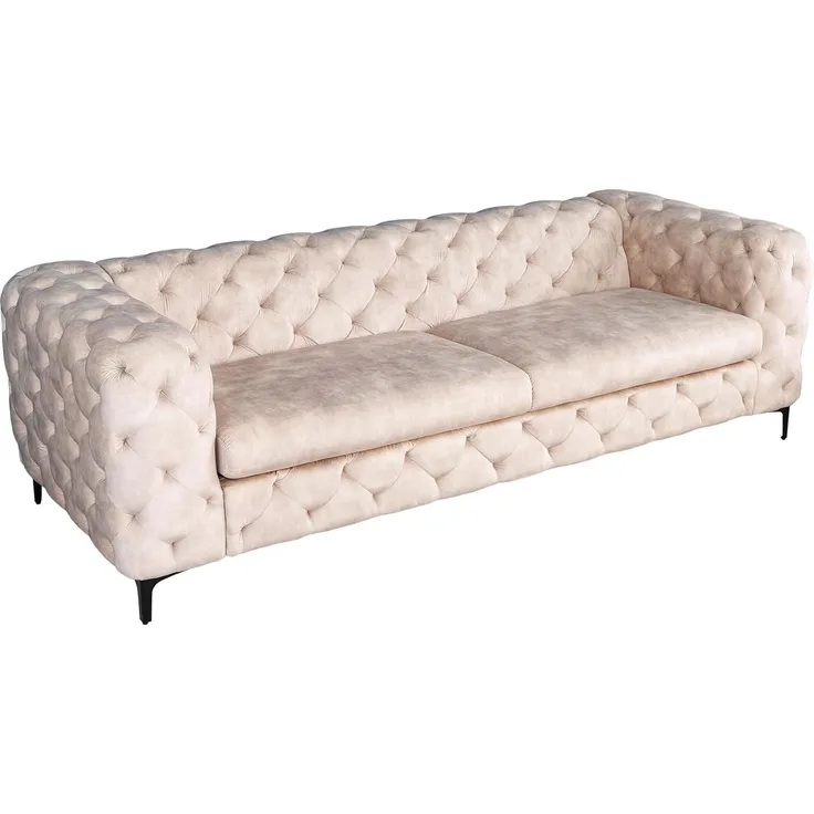 riess-ambiente 3-Sitzer MODERN BAROCK 235cm champagner, Einzelartikel 1 Teile, Wohnzimmer · Samt · Federkern · Chesterfield Design