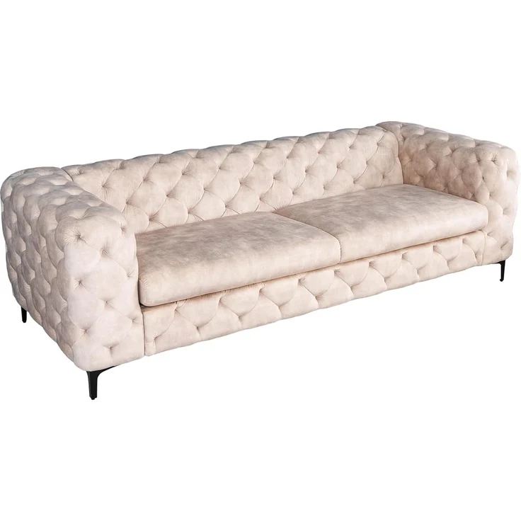 riess-ambiente 3-Sitzer MODERN BAROCK 235cm champagner, Einzelartikel 1 Teile, Wohnzimmer · Samt · Federkern · Chesterfield Design