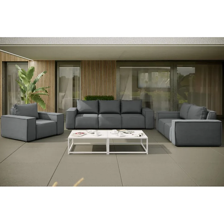 Gartenmöbel-Set GARDENT 3-2-1 wetterfester Stoff NXL Grau