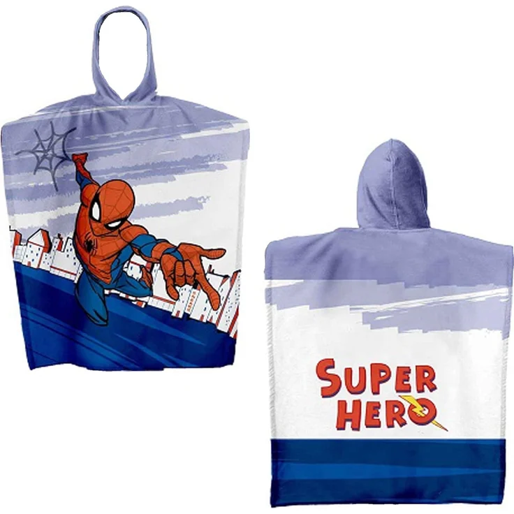 BERONAGE Kapuzenhandtuch Spider Man Kinder Kapuzen Bade-Poncho Super Hero 55x110 cm Poncho, 100% Baumwolle, Frottee in Velours-Qualität – Bild 1