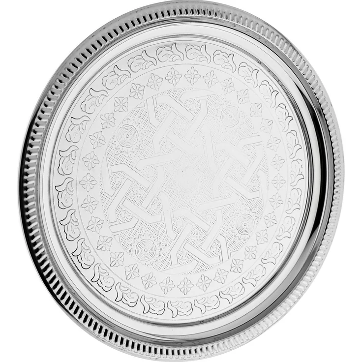 Orientalisches Serviertablett, 3er-Set - rundes Design in Silber ø36/40/50 cm – Bild 4