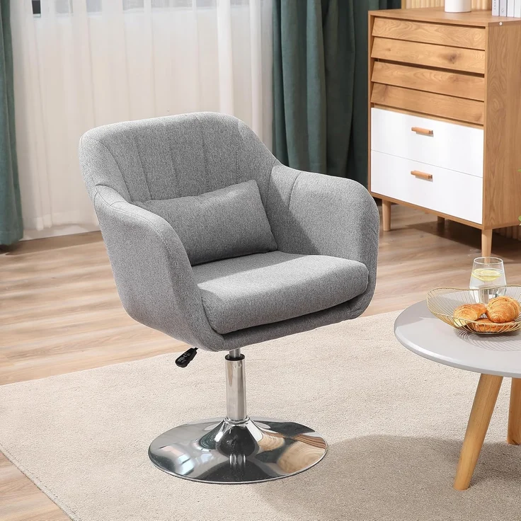 HOMCOM Relaxsessel höhenverstellbarer Bürostuhl (Drehhocker, 1-St, Arbeitshocker mit Lendenwirbelstütze), Stahl, Grau, 60 x 60 x 79-91 cm – Bild 2