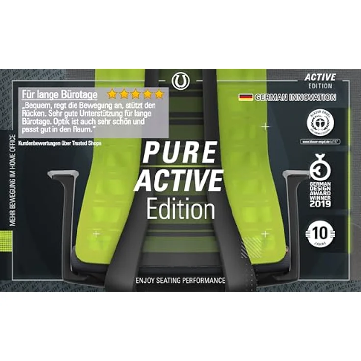Interstuhl Bürostuhl Pure Active Edition, ergonomischer Drehstuhl mit Smart-Spring Technologie, 1D-Armlehne, Grün | Schwarz, Made in Germany – Bild 5