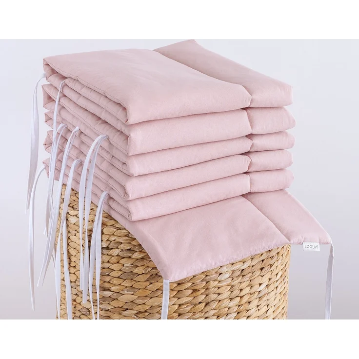 Loolay Bettnestchen ROSA Altrosa BIO-Baumwolle Atmungsaktives Babybett BETTUMRANDUNG, (Modern GESCHENK Ausstattung Erstausstattung für Neugeborene Mädchen, Umrandung Kopfschutz Bett Schutz Bettschlange 420, 360, 210, 180x30cm), 100% Europäische Premium... – Bild 3