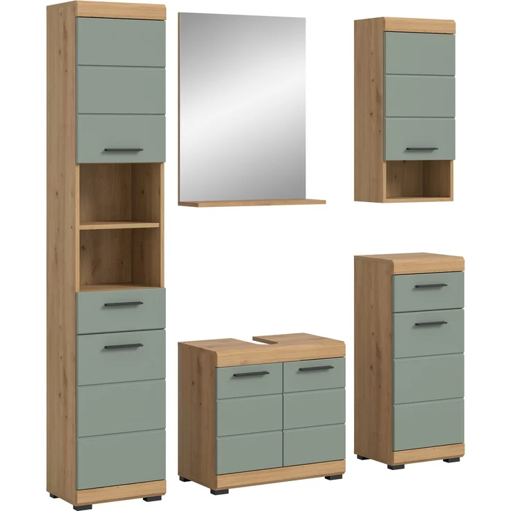 Xonox Scout Badkombination (B/H/T: 164x191x34 cm) in Salbei und Artisan Eiche Nachbildung – Bild 1