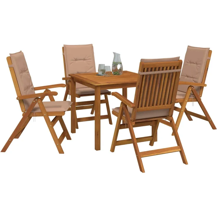 vidaXL 5-teiliges Garten-Esszimmer-Set 4-Sitzer Taupe 3434599 – Bild 3