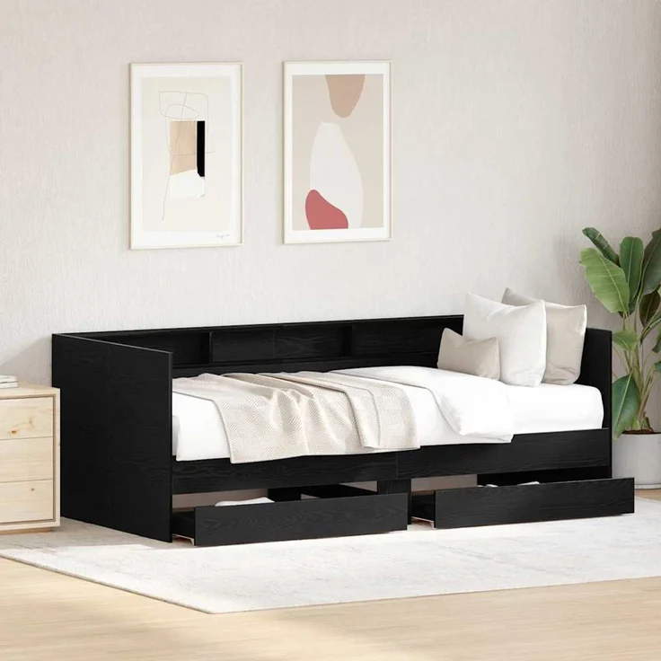 vidaXL Tagesbett Schwarz Eichen-Optik 90 x 190 cm Holzwerkstoff 3334004 – Bild 3