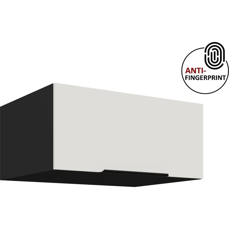 Küchen Aufsatzschrank 80 cm ARIA Weiss ultra matt + Schwarz matt, hochwertige Fronten mit Anti Fingerprint Beschichtung Küchenzeile Küchenblock