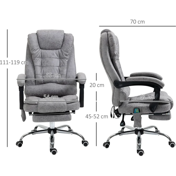 MELAYR, Bürostuhl mit Massagefunktion, 65 x 70 x 119 cm, Grau – Bild 5