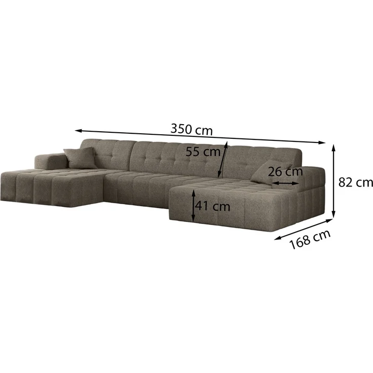 Wohnlandschaft Sofa U-Form NANCY in Stoff Perfekt Harmony Bordeauxrot – Bild 2