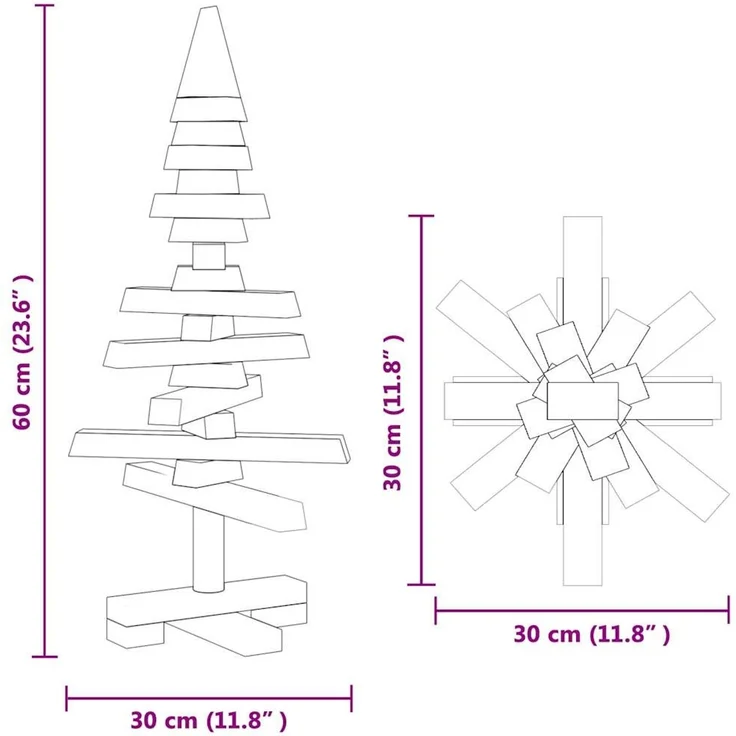 vidaXL Weihnachtsbaum Holz zum Schmücken 60 cm Massivholz Kiefer 357993 – Bild 10