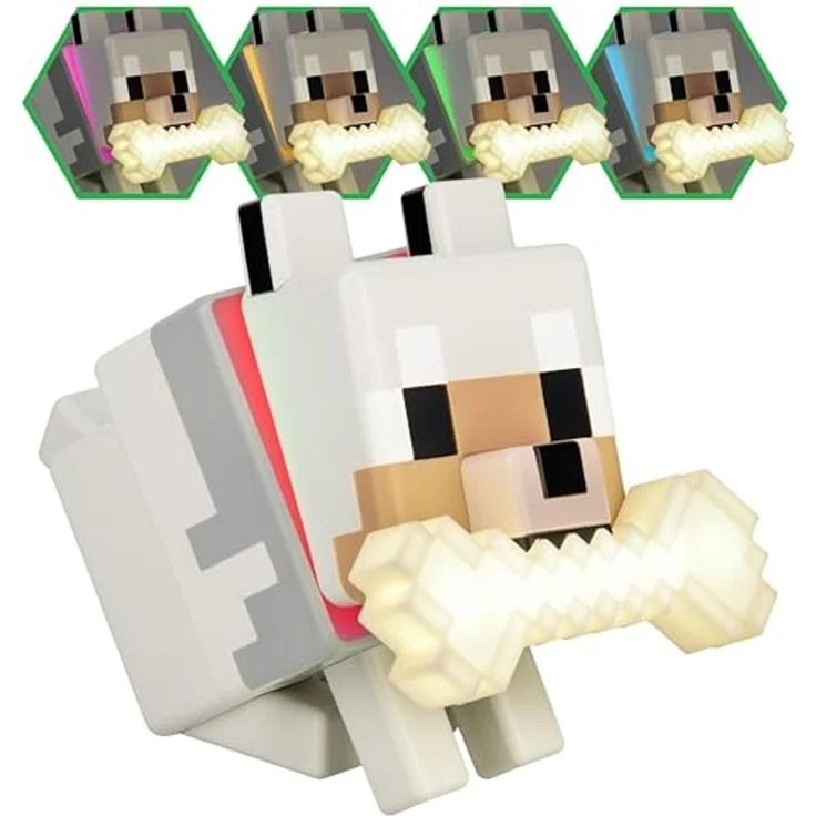 Paladone GloBuddies 3D-Farbwechsel-Licht Wolf aus Minecraft, offiziell lizenziertes LED-Nachtlicht, Tippen zum Ändern der Farbe, Gaming-Fanartikel, batteriebetrieben – Bild 3