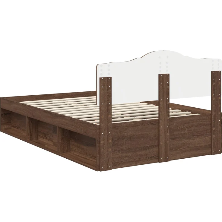 vidaXL Bettrahmen Braun Eichen-Optik 120 x 200 cm Massives Kiefernholz 3412922 – Bild 8