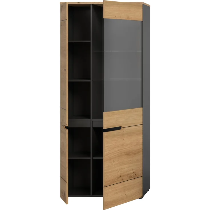 Vitrine >Canu< in Basalt Grau / Artisan - 190x80x37cm (BxHxT) – Bild 3