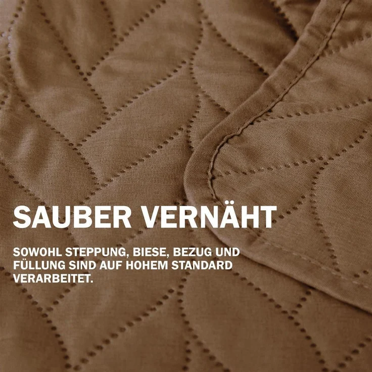 Tagesdecke XXL (220x240 cm) mit wattierter Zwischenlage (Braun) Bettüberwurf - ÖKO-Tex 100, Sommerdecke gesteppt - Steppdecke, Wendedecke – Bild 5