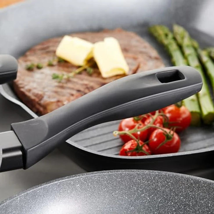 Russell Hobbs RH02813EU7 Metalllic Marble Grillpfanne - Antihaftpfanne, 28cm Universal Bratpfanne, Grillen, Anbraten, Induktionskochfeld geeignet, Kochen mit wenig bis kein Öl für gesunde Mahlzeiten – Bild 6