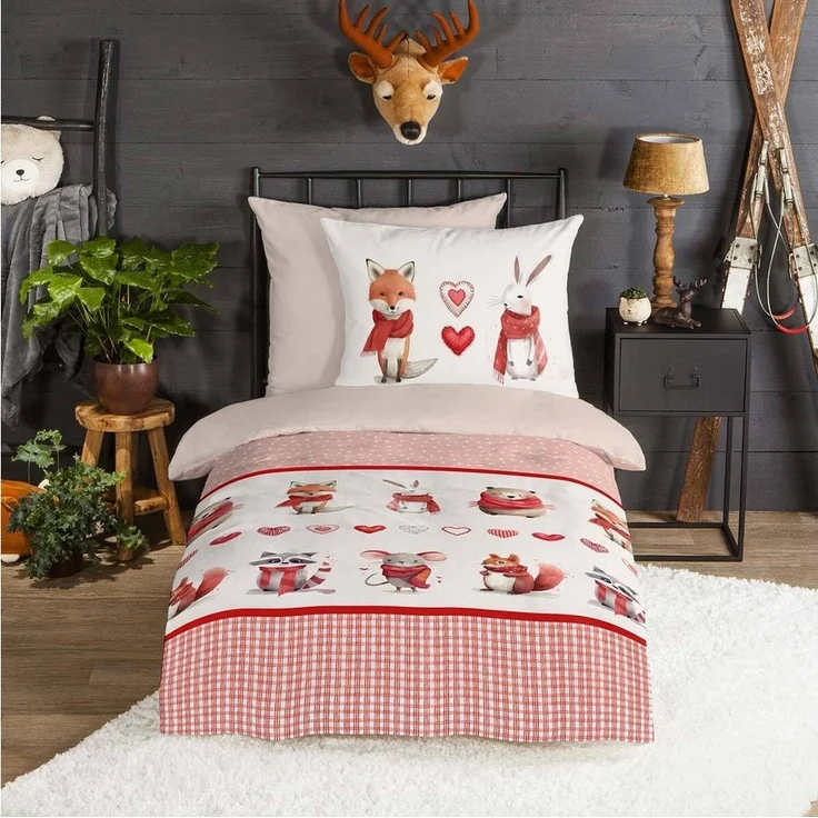 TRAUMSCHLAF Bettwäsche Fuchs Hase, Flanell, 2 teilig, besonders weich und warm – Bild 5