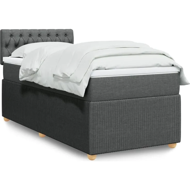 vidaXL Boxspringbett mit Matratze Dunkelgrau 90x200 cm Stoff 3287347