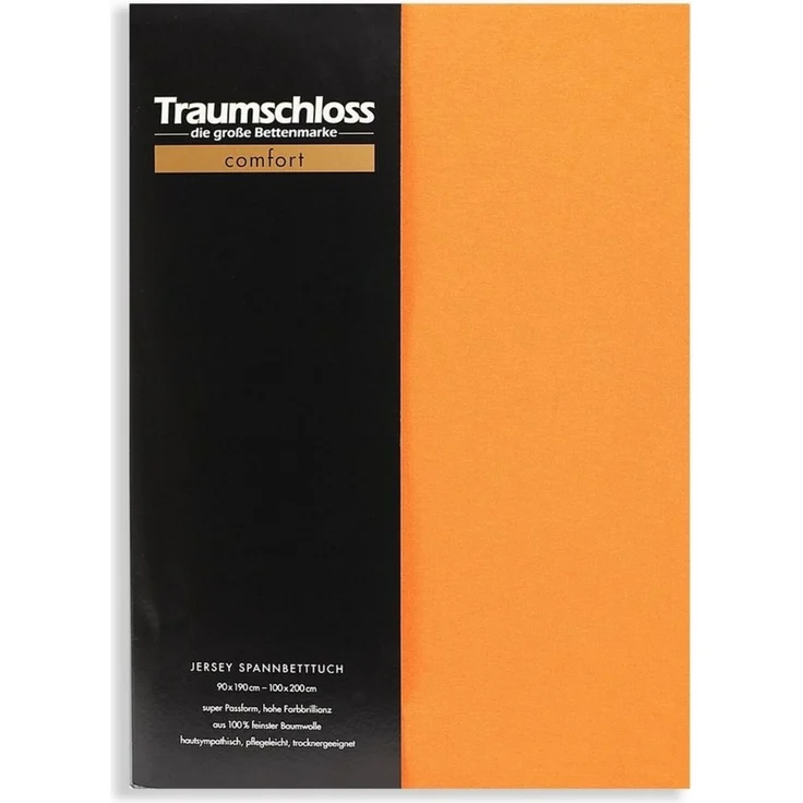 Traumschloss Spannbettlaken Comfort, Jersey, Mandarine, 90-100x200, 100% Baumwolle – Bild 1