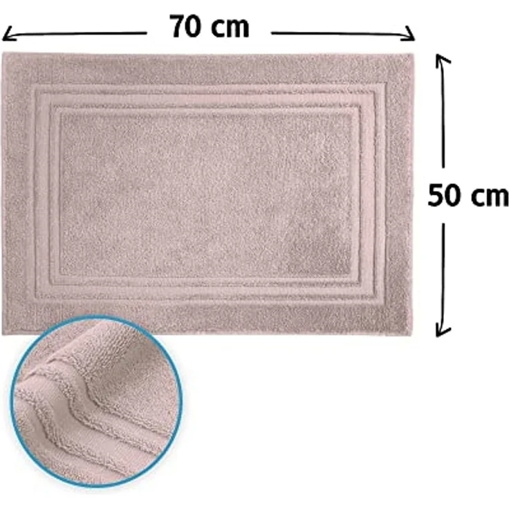 Komfortec Badematte Badvorleger aus 100% Baumwolle, 50x70 cm Duschvorleger, Waschbar Duschmatte, Frottee, Rechteckig, 600 g/m², 2er Set, Saugfähig & Schnelltrocknend – Bild 2