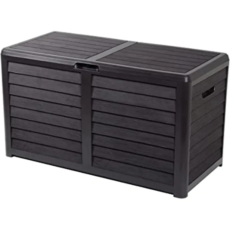 Kissenbox Baya in Holzoptik grau-braun 420 Liter Gartenkissenbox