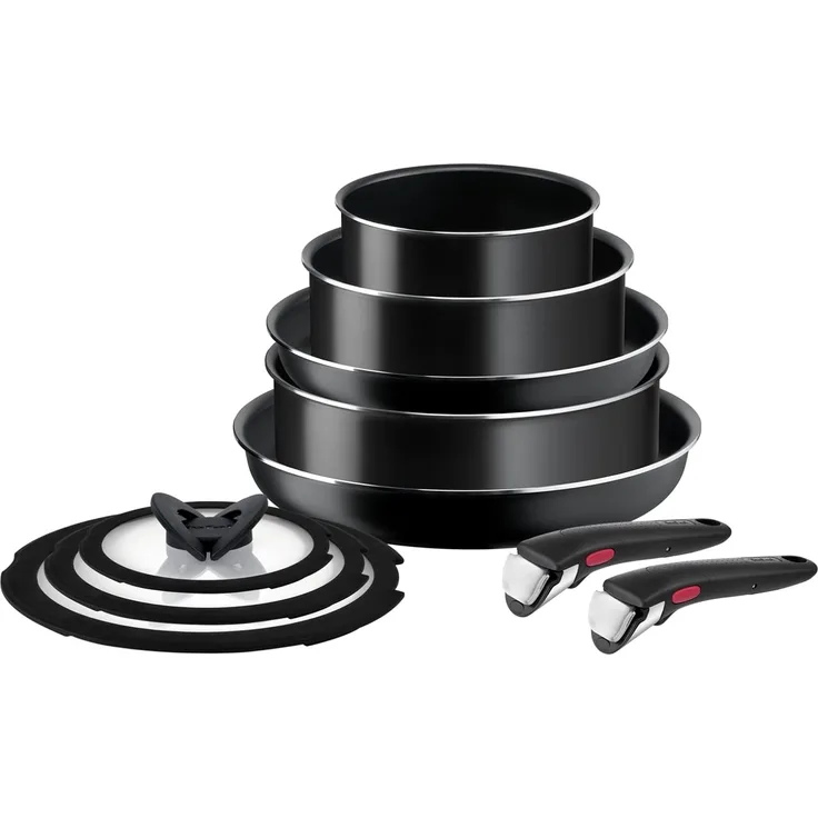 Tefal Pfannen-Set Ingenio Easy Cook & Clean On, Aluminium (Set, 10-tlg), abnehmbarer Griff, Antihaftversiegelung, Thermo-Signal, made in France