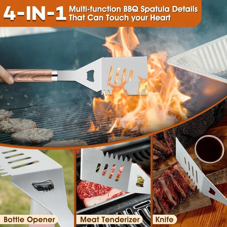 DRAGON RIOT Grillbesteck Set Edelstahl 29 Stück BBQ Zubehör – Bild 3