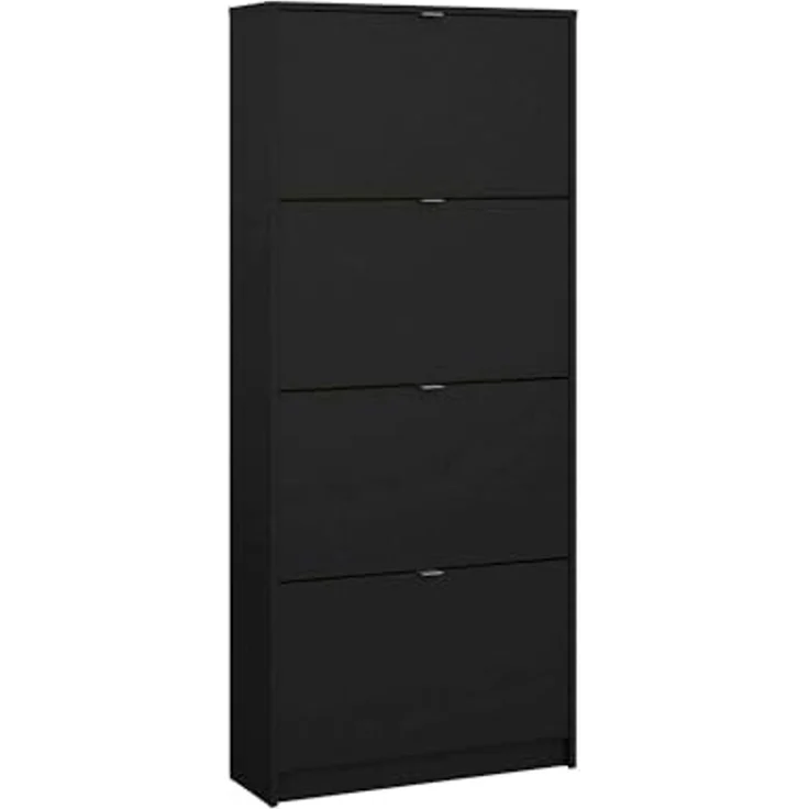 Dmora - Schuhschrank Natalie, Schuhregal, Mehrzweck-Eingangsgarderobe, Möbel für Schuhe, 70x24 h162 cm, Schwarz – Bild 3