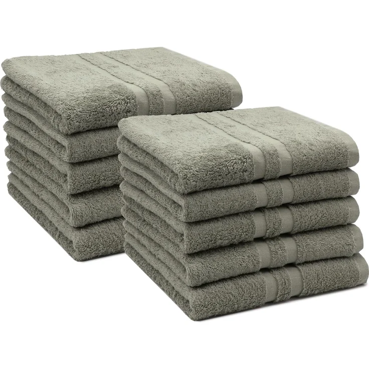 ZOLLNER 10er Set Handtücher, 50x100 cm, 100% Baumwolle, taupe – Bild 1