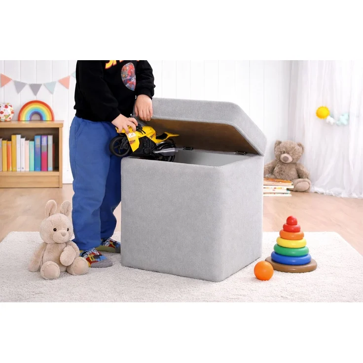 Hanah Home 'Oliver - Grey' Pouffe, Grau, 46 x 43 x 46 cm – Bild 2
