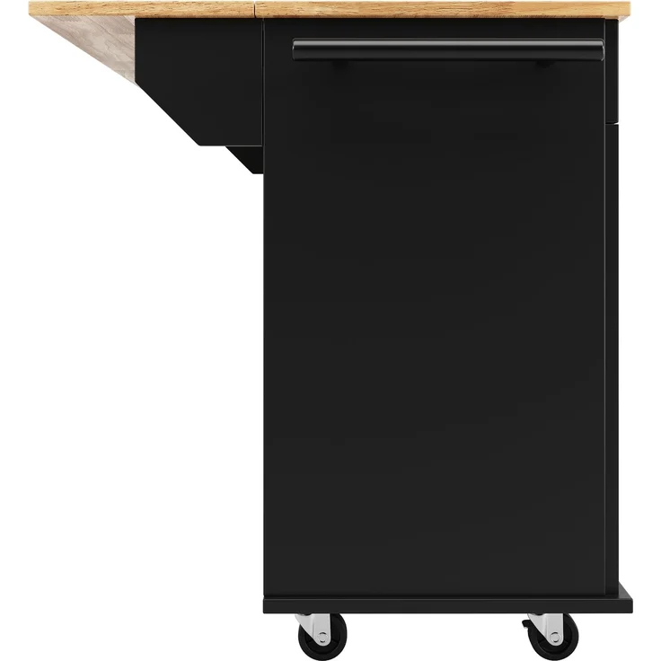 Kücheninsel aus MDF mit klappbarer Platte & Stauraum, 106x50x90,5 cm, Schwarz – Bild 10