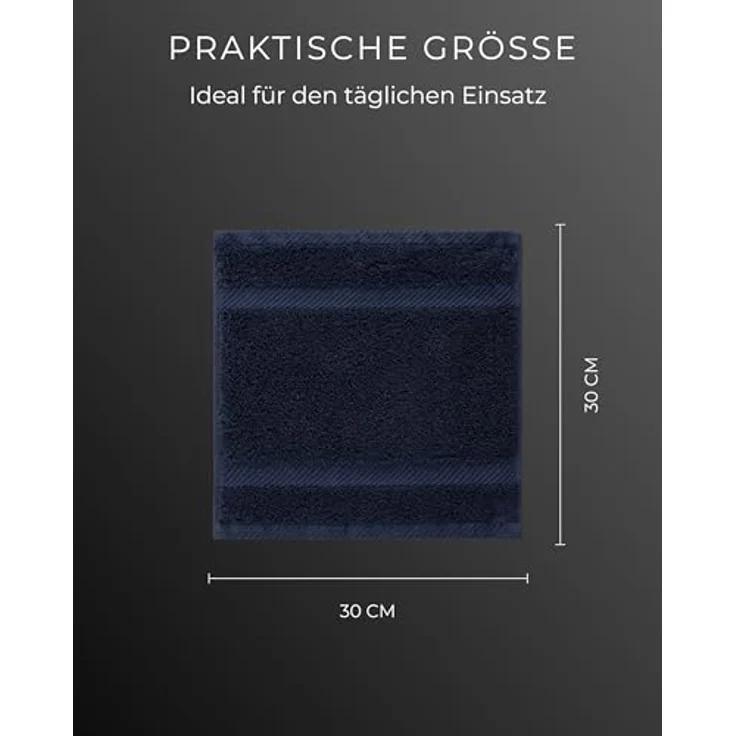 Luckytowel Seiftücher Set 30x30cm, Oeko-TEX Waschlappen aus 100% Baumwolle mit 600 g/m², flauschig & saugstark, 10er Pack Dunkelblau – Bild 4
