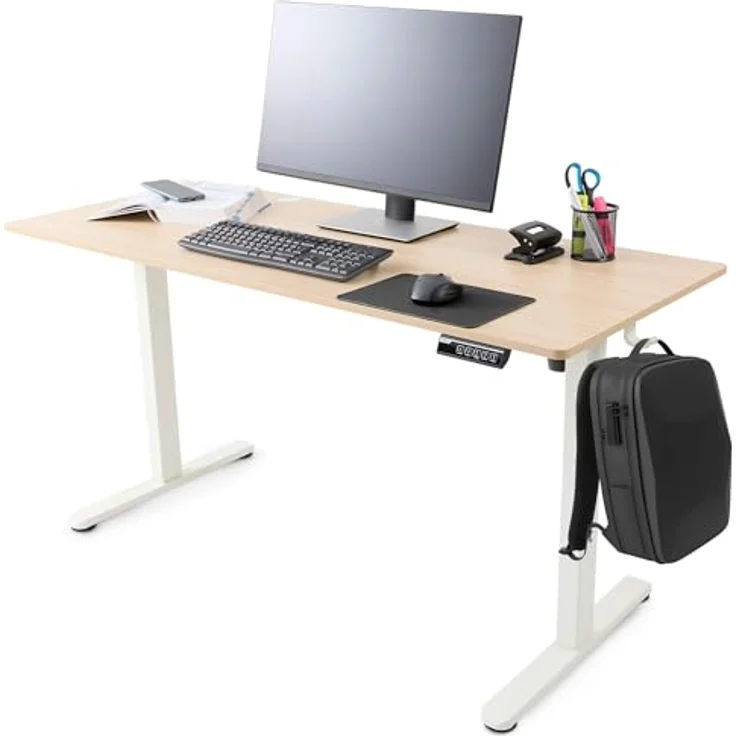 Arebos Schreibtisch Computer-Bürotisch 120 x 60 cm, elektrisch Memory-Funktion, 72-118 cm höhenverstellbar, Hebekapazität: 50 kg – Bild 2