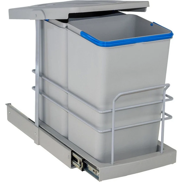 Roomart Einbaumülleimer Einbau-Mülleimer Küche ausziehbar 2×12L Mülltrennsystem Unterschrank, 2×12L Mülltrennung, Einbau Unterschrank, ausziehbar, in 2 Farben – Bild 3