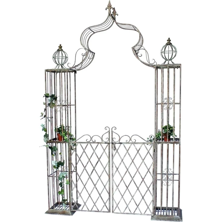 DanDiBo Rosenbogen mit Tor Pforte Metall 275x170 cm Rundbogen Torbogen Pergola 110241 Schmiedeeisen Rankhilfe Gartentor – Bild 3