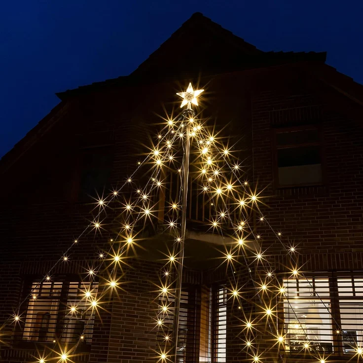 Spetebo Weihnachtspyramide LED Lichterpyramide mit Timer - 200 LED / 150 cm, Dekorativer Metall Weihnachtsbaum 150 cm – Bild 3