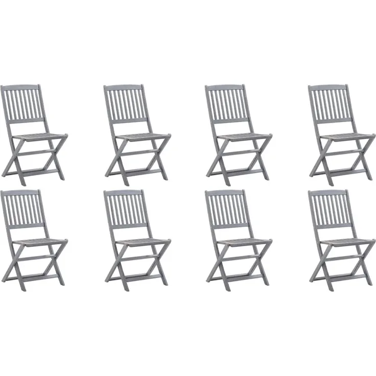 vidaXL Klappbare Gartenstühle 8 Stk. mit Kissen Massivholz Akazie 3078292