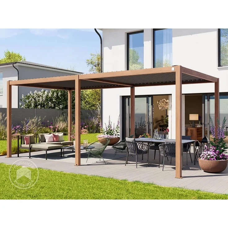 PRIMEYARD Pergola, Aluminium / Stahl braun, 3x6 m – Bild 1