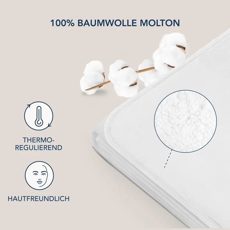 Dreamzie - Molton Matratzenschoner 100x200 cm 100% Baumwolle 300 GSM - mit 4 Eckgummis – Bild 2