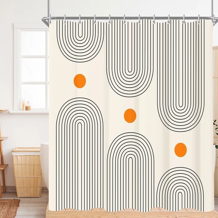 Duschvorhang 180x180cm Geometrische Kurve Antischimmel Wasserdichtätz PVRT Stoff – Bild 8