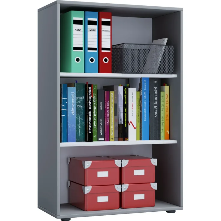 VCM Büroregal & Bücherregal Lona 913922 Grau B. 70 x H. 111 x T. 37 cm