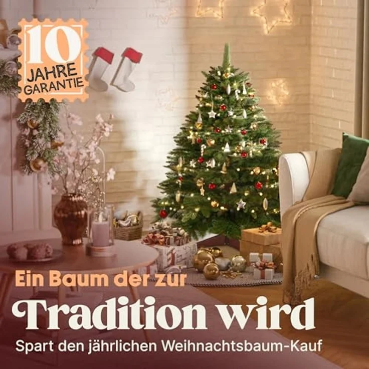 Premium Weihnachtsbaum künstlich 90cm -TESTSIEGER - Naturgetreu, dichte Zweige, Künstlicher Weihnachtsbaum mit Holzständer und Aufbewahrungstasche – Tannenbaum künstlich von Pure Living – Bild 6